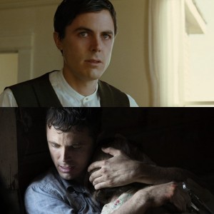 Casey Affleck dans l'Assassinat de Jesse James  par le lâche Robert Ford (image 1) et Les Amants du Texas (image 2)