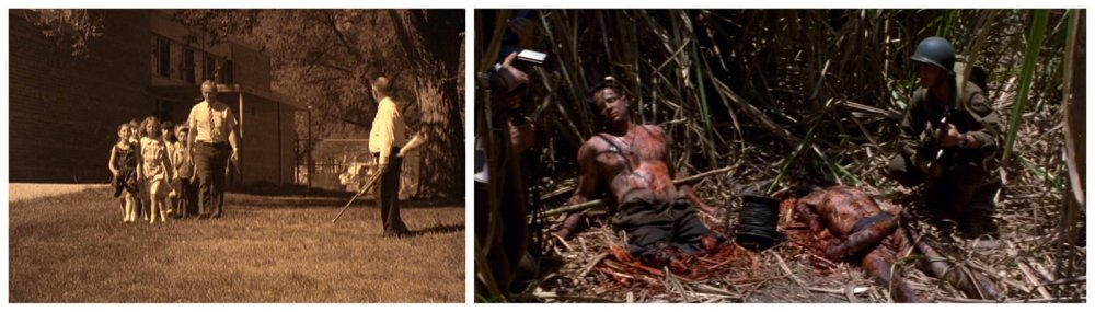 La violence atomique en hors champ : la crainte entretenue dans l'Amérique des années 50 (la Balade sauvage) et le point d'orgue de la guerre du Pacifique (la Ligne rouge)